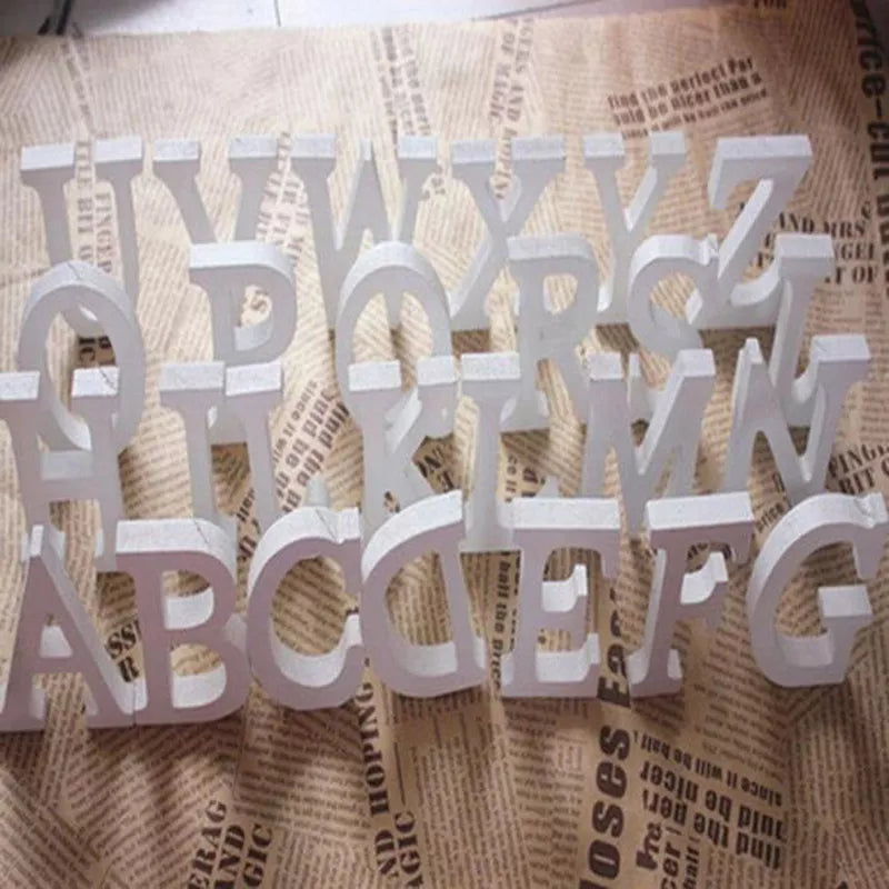 8CM White Wooden Letters Alphabet For Personalized Name Design Decoration