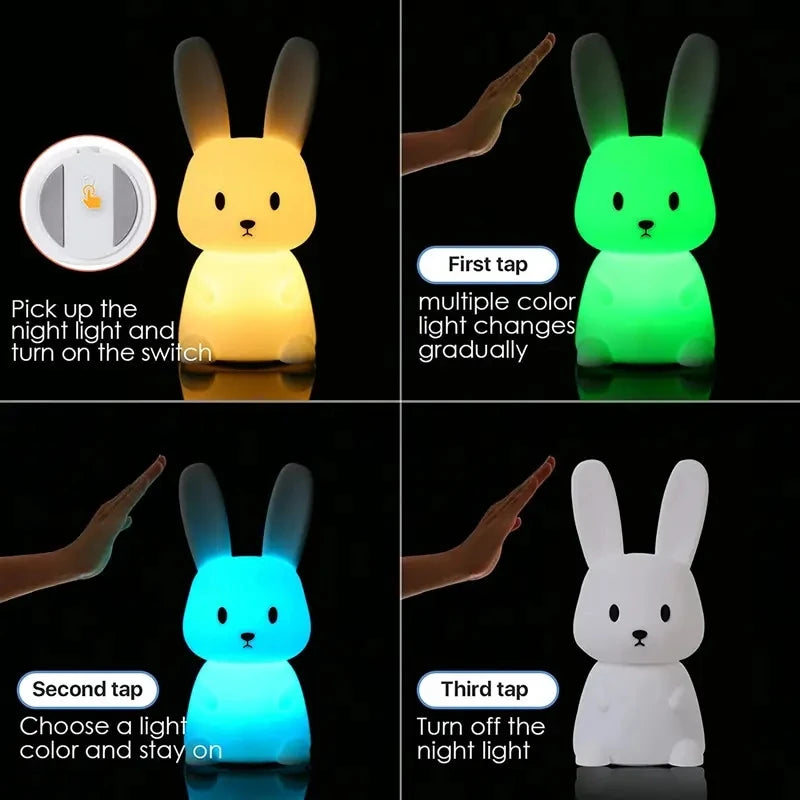 LED Rabbit touch sensor night light for children & babies