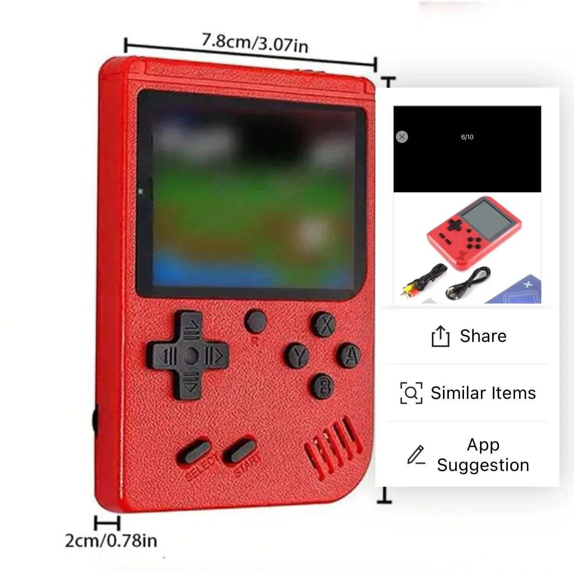 Retro red handheld classic game console