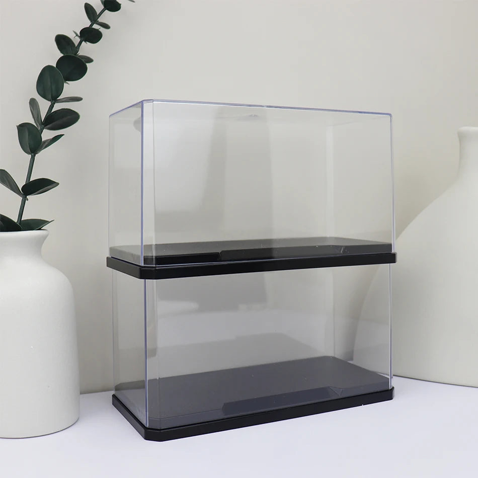 Stackable acrylic display box for building block figurines or models