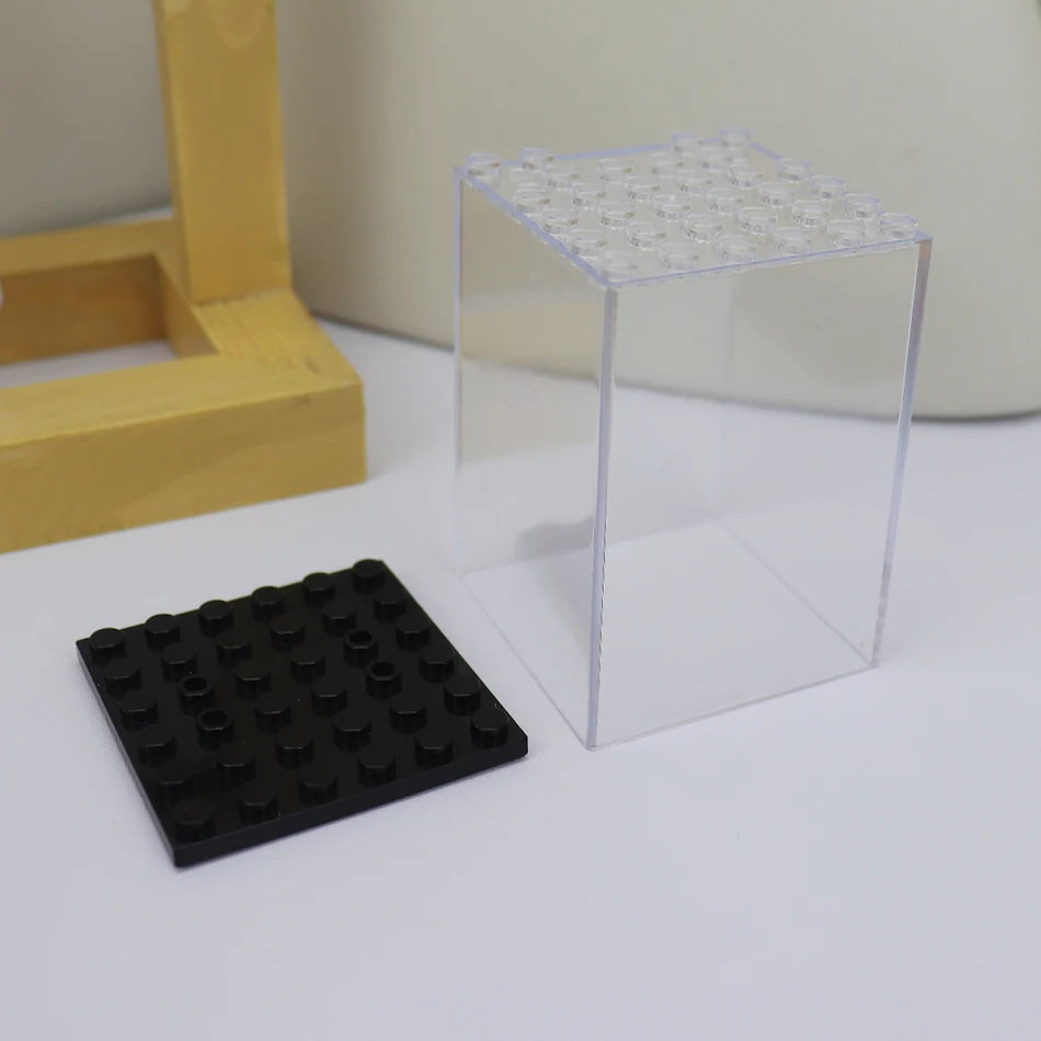 Stackable acrylic display box for building block figurines or models