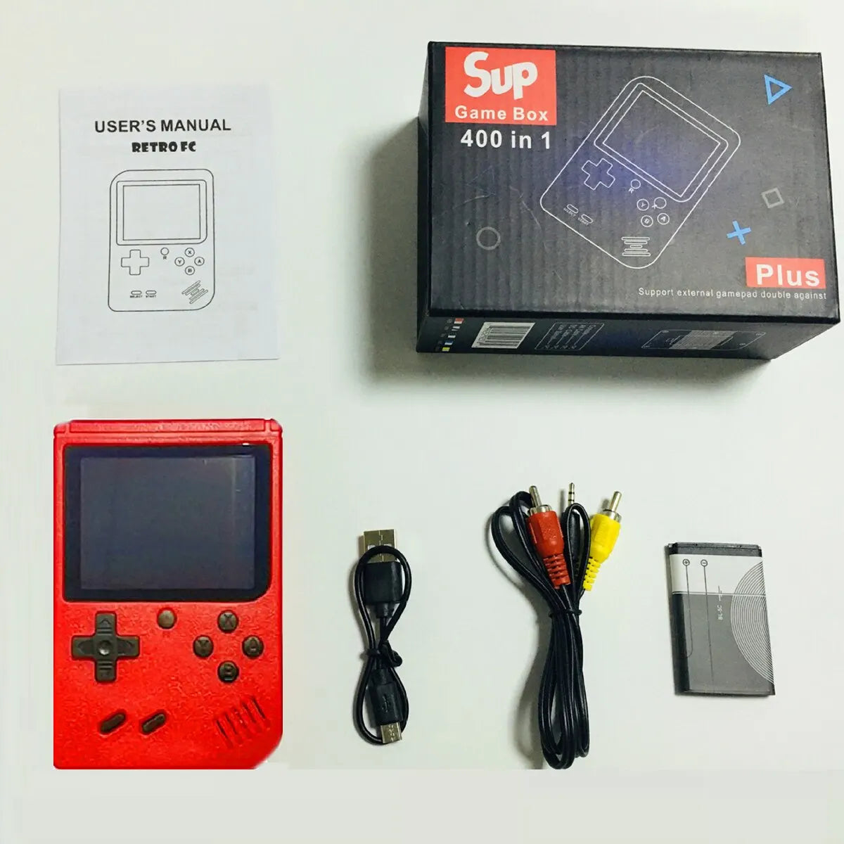 Retro red handheld classic game console