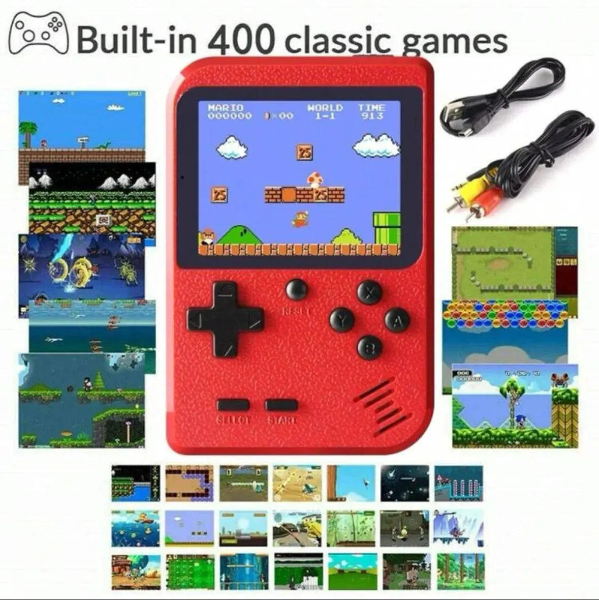 Retro red handheld classic game console