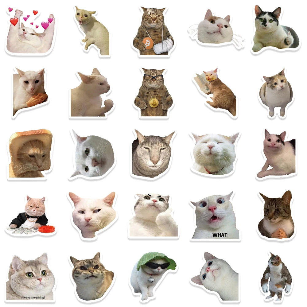 Funny Cat Stickers - 50 pcs