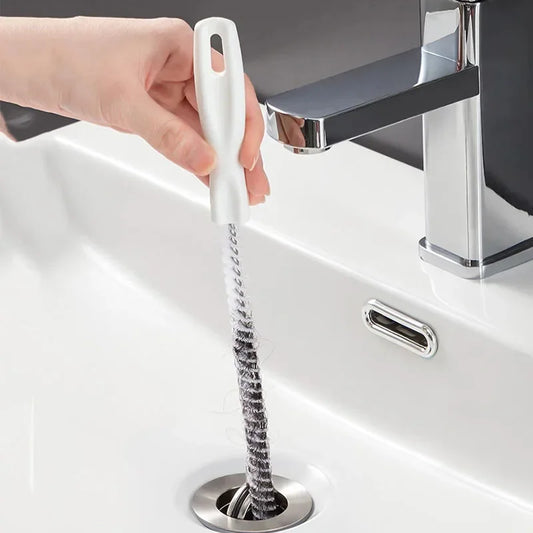 Dredging brush wand for hair/clogs in sink. Flexible cleaning tool for your bathroom or kitchen