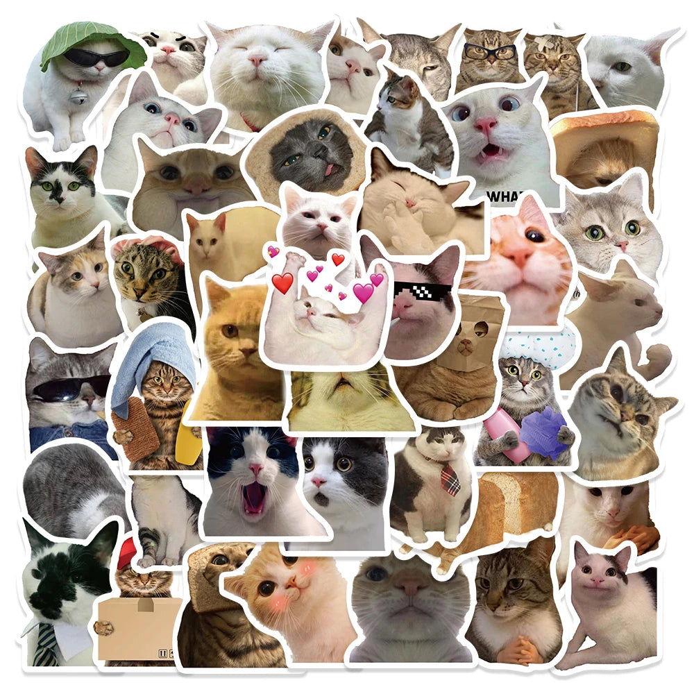 Funny Cat Stickers - 50 pcs