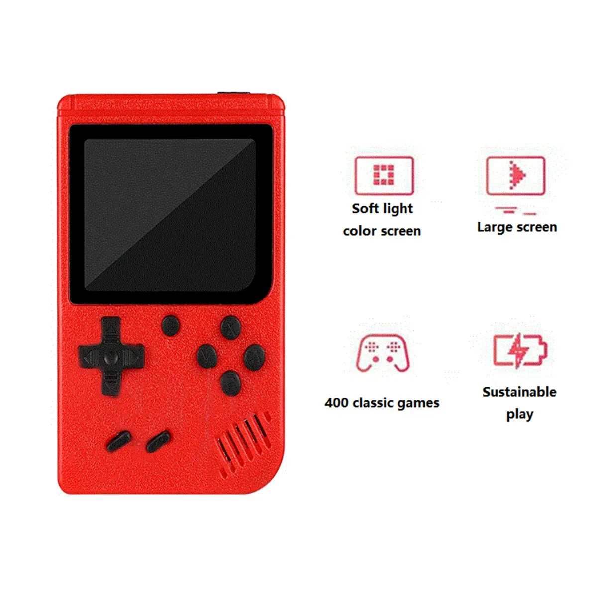 Retro red handheld classic game console